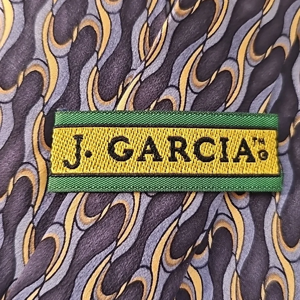 J. Garcia Gray and‎ Gold Patterned Tie 100% Silk
